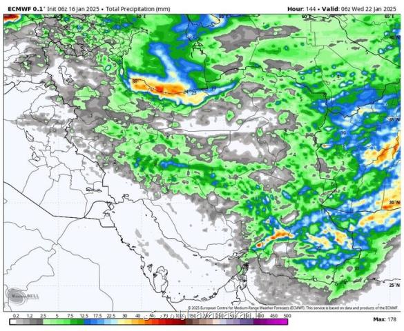 هواشناسی ایران ۱۴ بهمن اخطار بارندگی باران و برف در ۸ استان